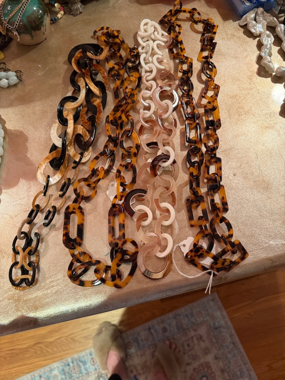 Two's Company Tortoiseshell and Cream Link Statement Necklace